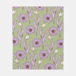 Cobertor De Velo Verão de Botânica Tropical Verde Roxo