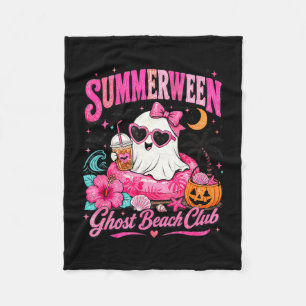 Cobertor De Velo Verão rosa ween fantasma fofo férias tropicais na 