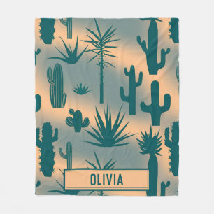 Cobertor De Velo Verde do Deserto Botânico Personalizado