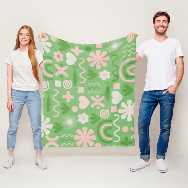 Cobertor De Velo Verde limão de Padrão de Miscelânea Natural e Rosa (In Situ)