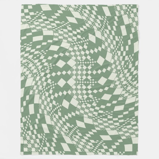 Cobertor De Velo Verificações distorcidas em verde (Frente)