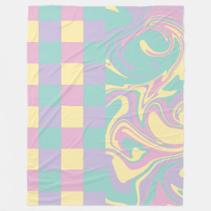 Cobertor De Velo Verificações e espirais Pastel Rosa, Amarelo, Púrp