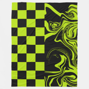 Cobertor De Velo Verificações e rotações - Verde limão e preto