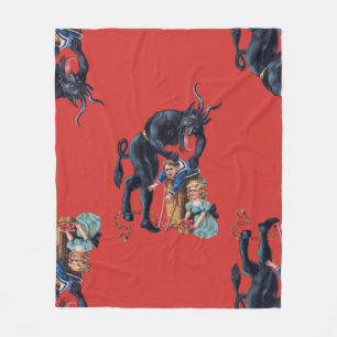Cobertor De Velo vermelho antigo do krampus de natal feio