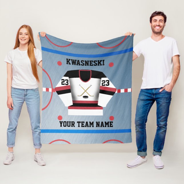 Cobertor De Velo Vermelho| Black Wh. Rosa De Hóquei No Gelo| Player (In Situ)