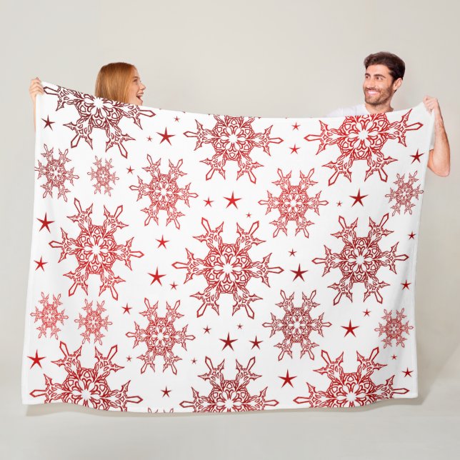 Cobertor De Velo vermelho, branco, brilhante, estrela, tecido, orna (In Situ)