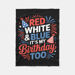 Cobertor De Velo Vermelho Branco E Azul É Meu Aniversário Também Me