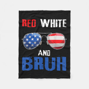 Cobertor De Velo Vermelho Branco e Bruh 4 de Julho Patriótico Menin