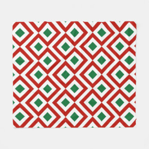 Cobertor De Velo Vermelho, Branco, Verde Meander