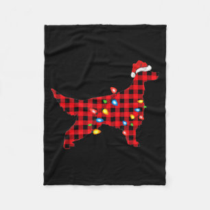 Cobertor De Velo Vermelho Buffalo Xadrez Papai Noel Setter Irlandês
