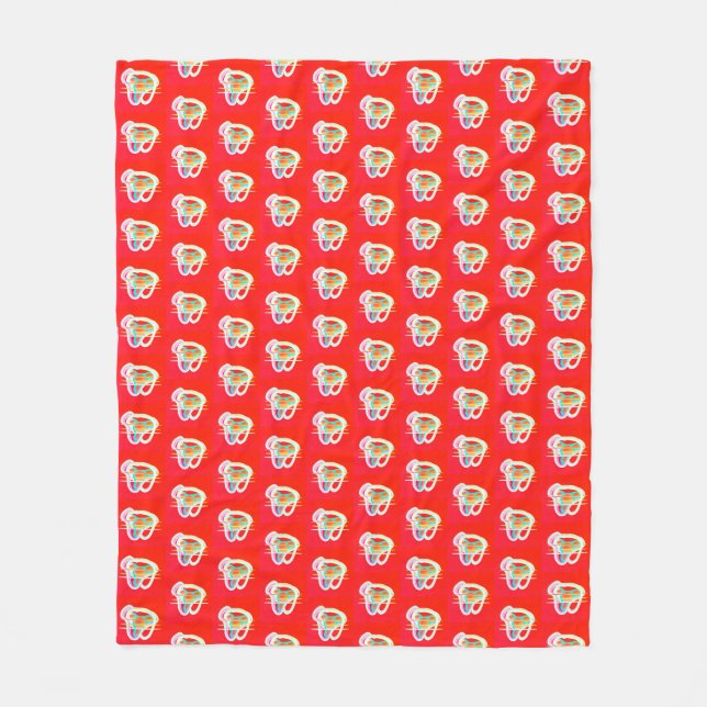 Cobertor De Velo Vermelho com designs de arte (Frente)