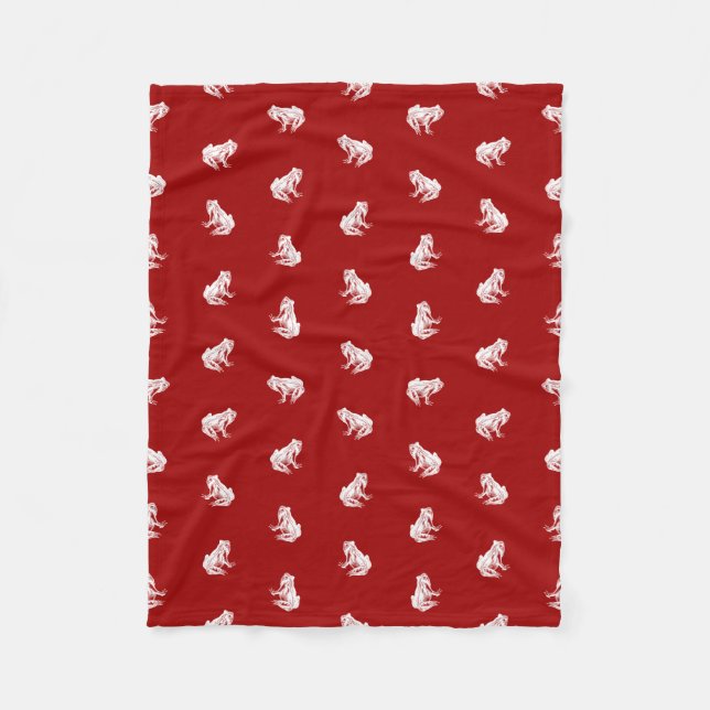 Cobertor De Velo Vermelho do design da arte dos sapos do teste (Frente)