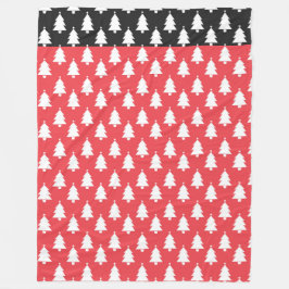 COBERTOR DE VELO VERMELHO E PRETO COM LINHAS DE NATAL BRANCO