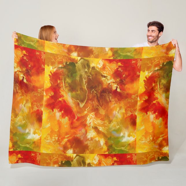 Cobertor De Velo Vermelho mármore, laranja, ouro, amarelo (In Situ)