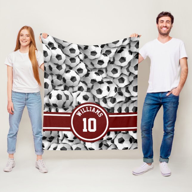 Cobertor De Velo Vermelho Personalizado de Futebol da Bola de Futeb (In Situ)