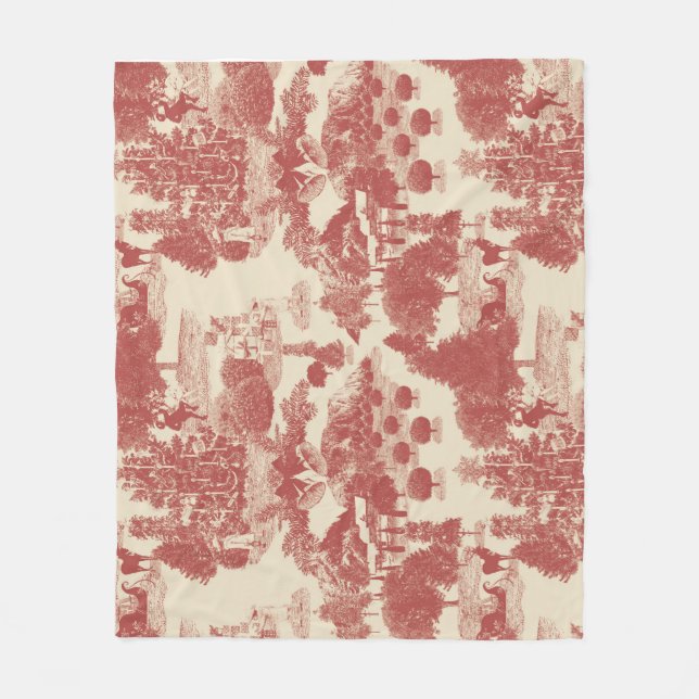 Cobertor De Velo Vermelhos profundos e cremes natal Wonderland (Frente)