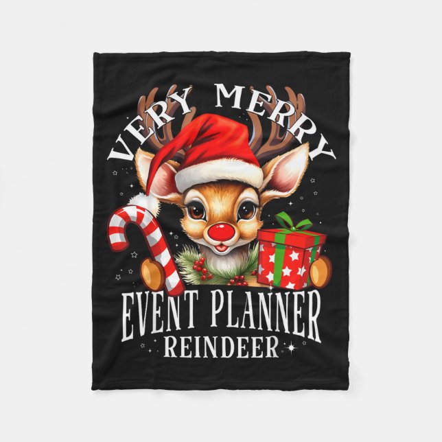 Cobertor De Velo Very Merry Event Planner Reindeer Matching Christm (Frente)