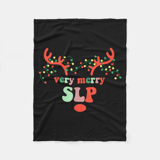 Cobertor De Velo Very Merry Slp Reindeer Christmas Speech Therast X (Frente)