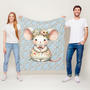 Cobertor De Velo Vestido Floral de Rato Fofo com Coroa de Flores
