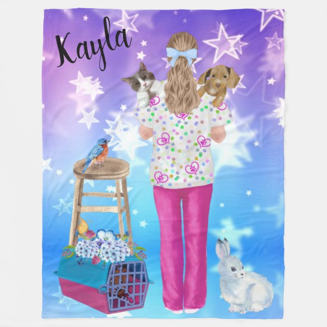 Cobertor De Velo Vet Tech Personalizado Cat, Cão, Pássaro, Coelho (Frente)