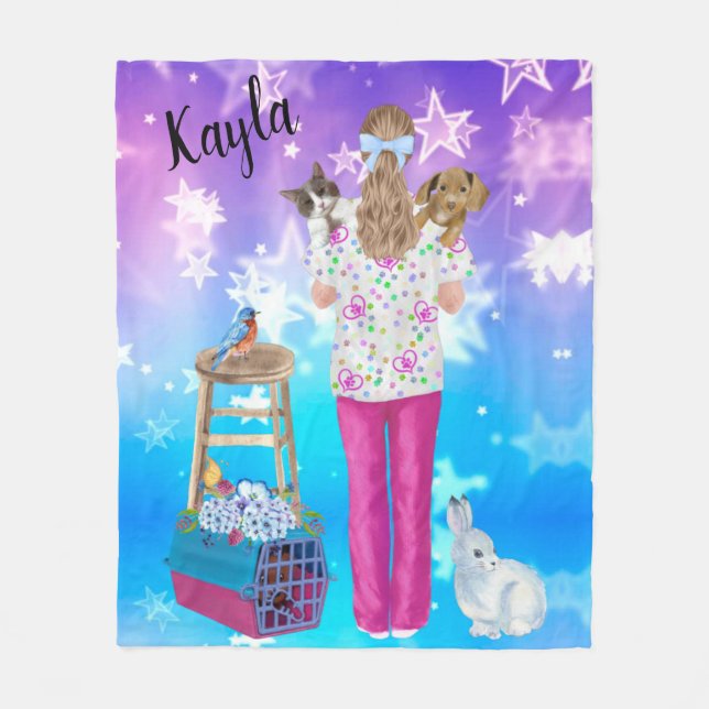 Cobertor De Velo Vet Tech Personalized Cat, Dog, Bird, Bunny Fleece (Frente)