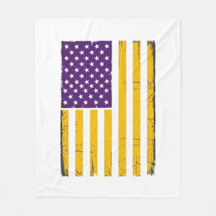 Cobertor De Velo Vetor de bandeira americana roxa e dourada desgast