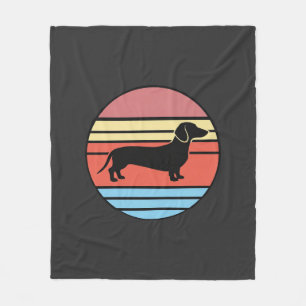 Cobertor De Velo Vetor de pôr do sol de Dachshund retrô