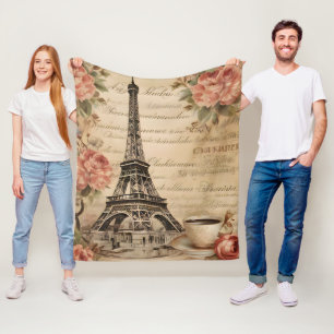 Cobertor De Velo Viagem à Caligrafia francesa Vintage Flowers a Par