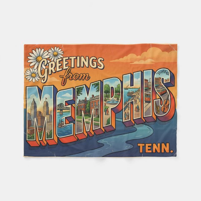 Cobertor De Velo Viagem Antiga Memphis Tennessee (Frente (Horizontal))