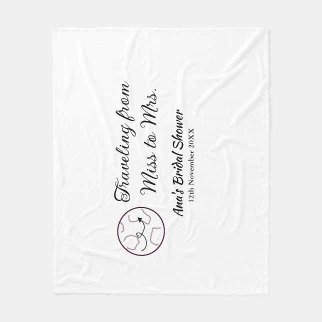 Cobertor De Velo Viagem chá de panela adicione nome data miss à Sra (Frente)