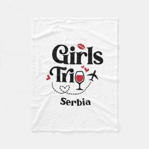 Cobertor De Velo Viagem de meninas de vinho fofo Sérvia Férias