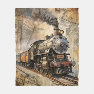 Cobertor De Velo Viagem Retro Personalizada de Trem a Vapor Antigo