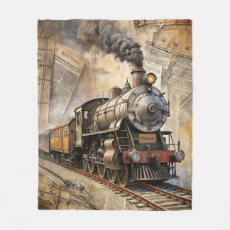 Cobertor De Velo Viagem Retro Personalizada de Trem a Vapor Antigo