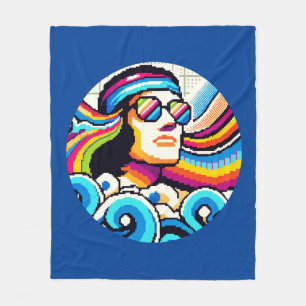 Cobertor De Velo Vibes Retroativas - Arte em Píxeis Groovy dos anos