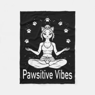 Cobertor De Velo Vibrações Pawsitivas Gato Engraçado Meditação Yoga