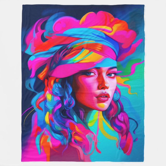 Cobertor De Velo Vibrant Abstract Portrait  (Frente)