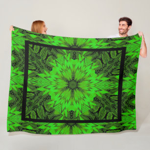 Cobertor De Velo Vibrant Bohemian Abstrato Emerald Daisy Projetado