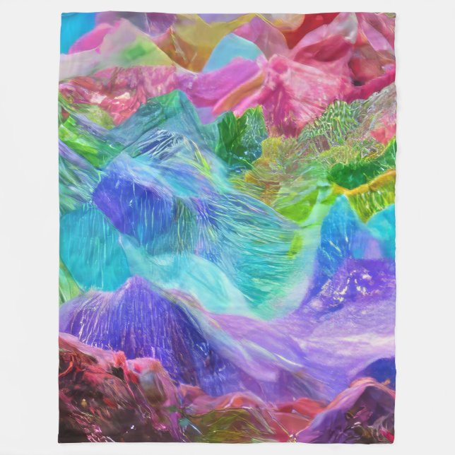 Cobertor De Velo Vibrant Crystal Mountain Abstrato (Frente)