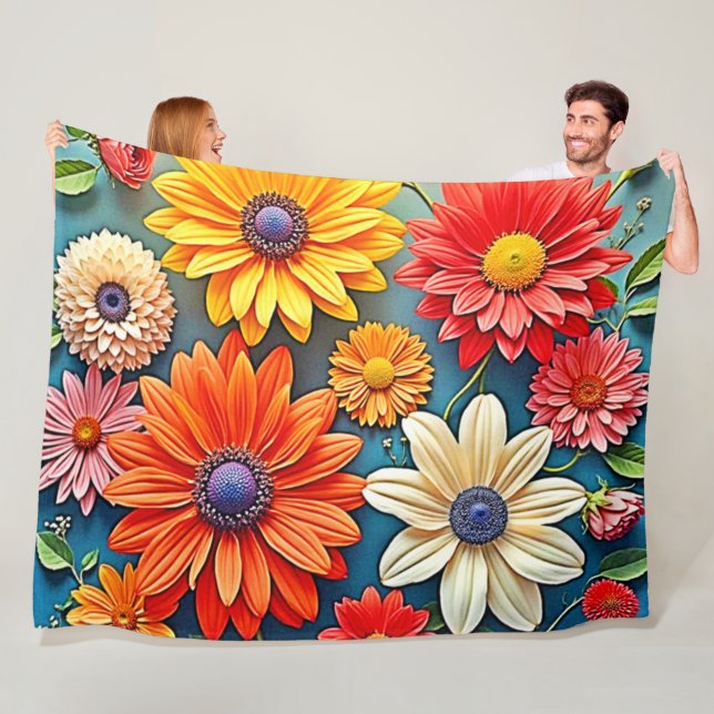 Cobertor De Velo Vibrant Floral Fantasy Design (In Situ)