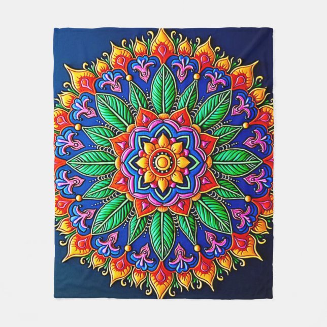 Cobertor De Velo Vibrant Mandala Artistry (Frente)