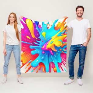 Cobertor De Velo Vibrant Neon Paint Splash Art
