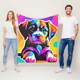 Cobertor De Velo Vibrant Puppy Trabalho de arte