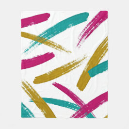 Cobertor De Velo Vibrant Strokes,Teal, Magenta & Mustard pattern