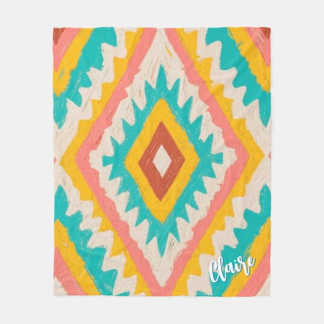 Cobertor De Velo Vibrant Tribe, Bold Geometric Boho Pattern (Frente)