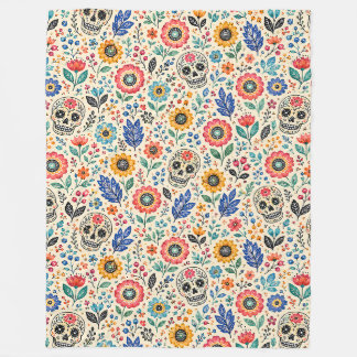 Cobertor De Velo Vibrante Arte Folclórica Floral Crânio de Açúcar D