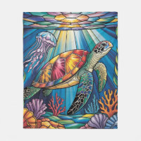 Vibrante Design de Tartaruga Marinha em Vidro Colo