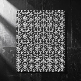 Cobertor De Velo Victorian Black and White Damask Pattern
