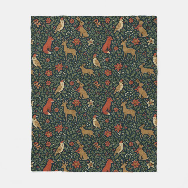 Cobertor De Velo Victorian Christmas Animal & Botanical  (Frente)