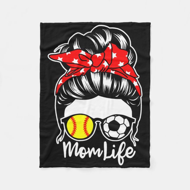 Cobertor De Velo Vida De Mãe Cabelo Desgrenhado Em Coque Futebol Jo (Frente)