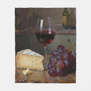 Cobertor De Velo Vida Morta de Queijo e Uvas ao Vinho Tinto Realist
